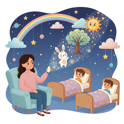 Mamá e hijos